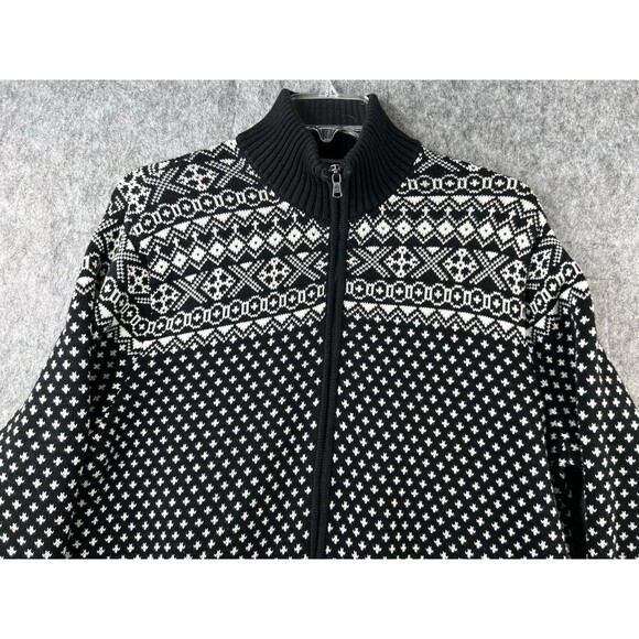 Tommy Hilfiger Nordic Full Zip Fair Isle Sweater Men’s Large XL Wool Blend - Picture 2 of 9